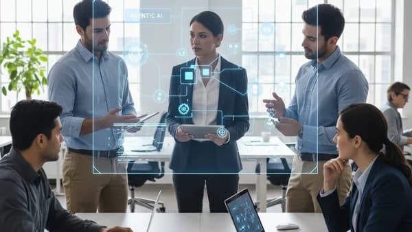 Illustration of professionals using AI assistants across different industries