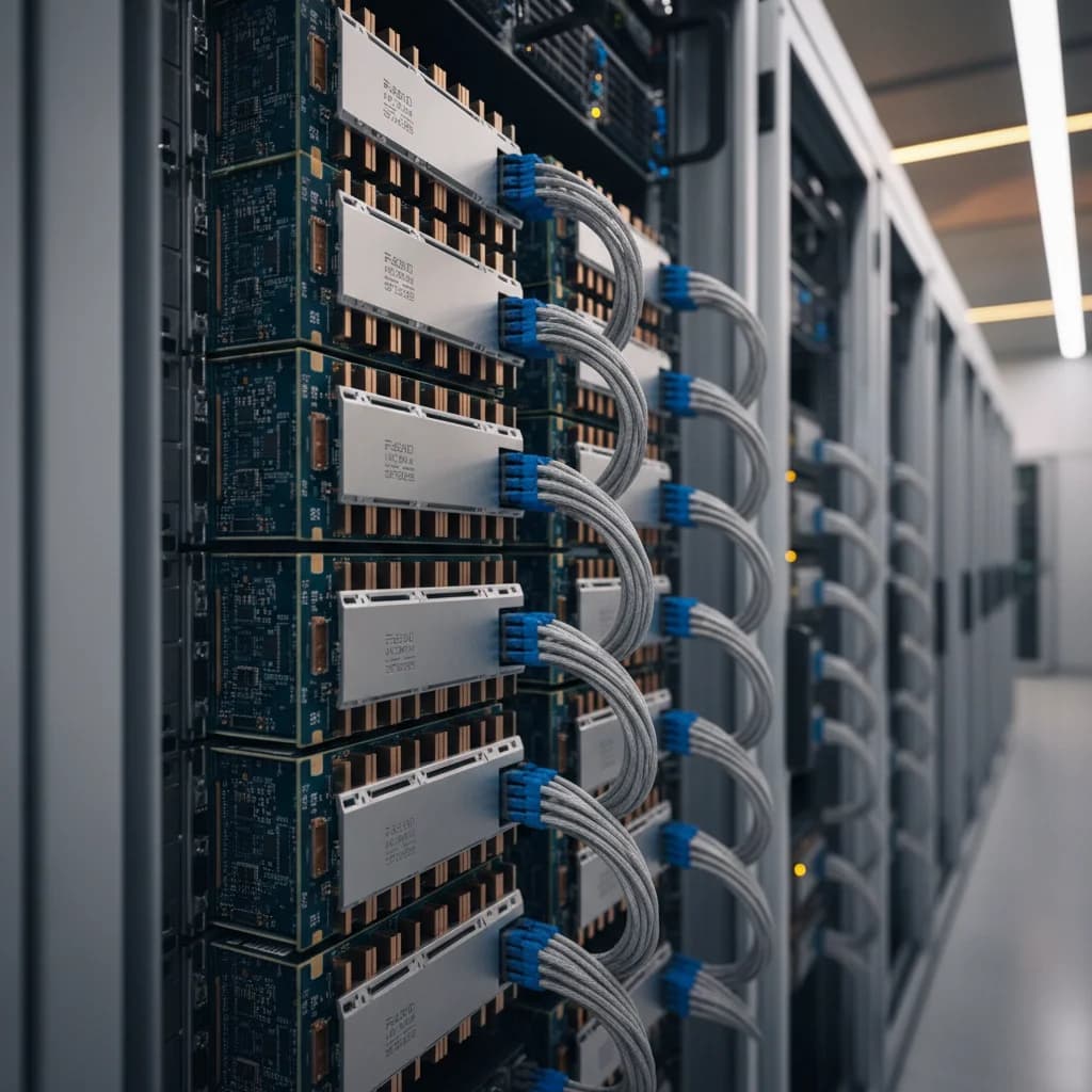 Nvidia logo with data center GPUs representing advanced AI chip shipments