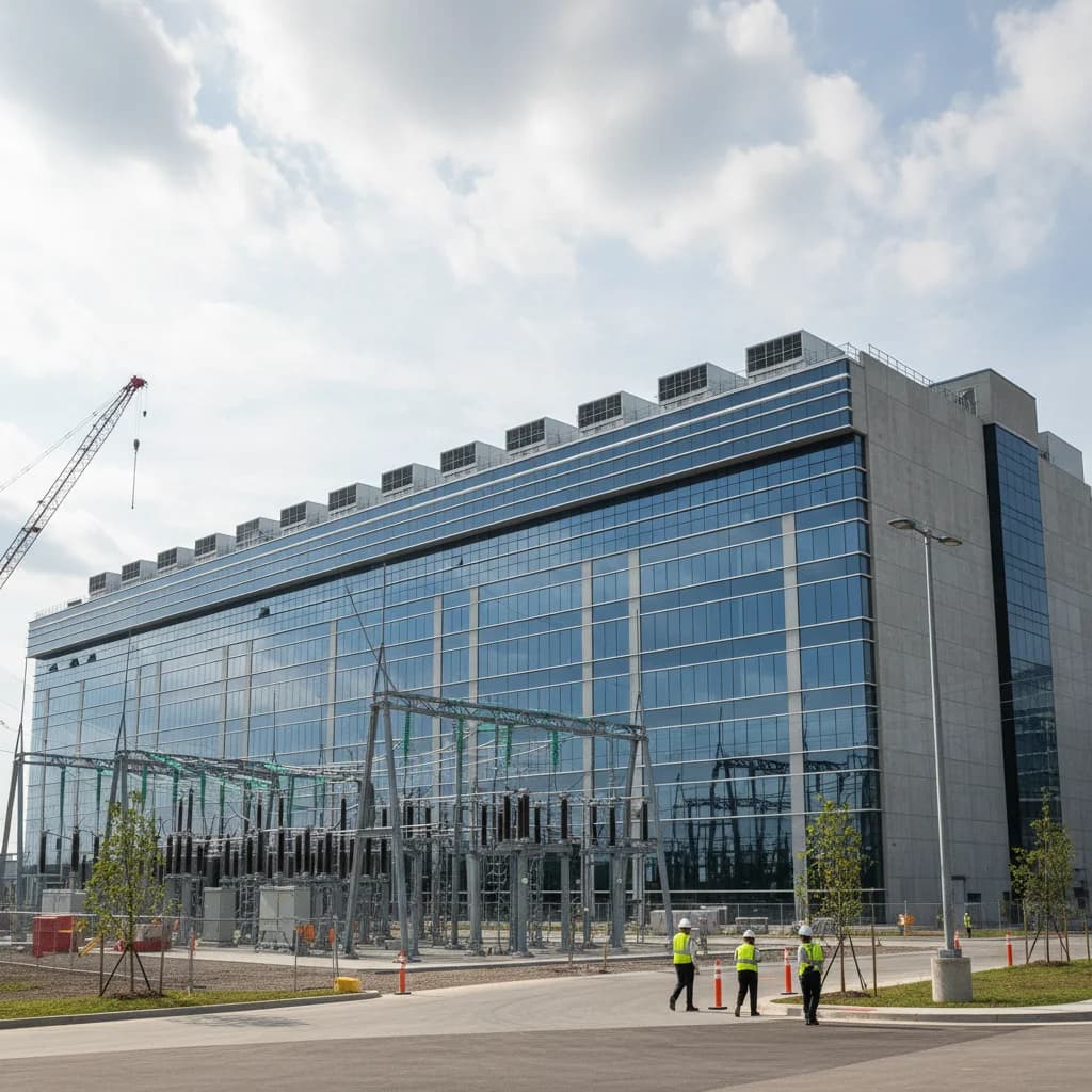 Alphabet headquarters with data center and AI infrastructure concept