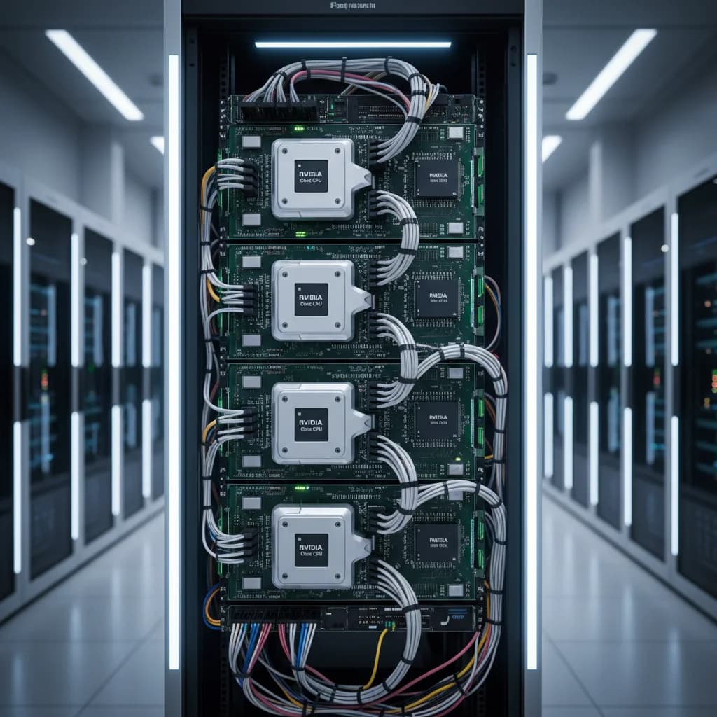 Meta data center racks powered by Nvidia GPUs and Grace CPUs for AI training