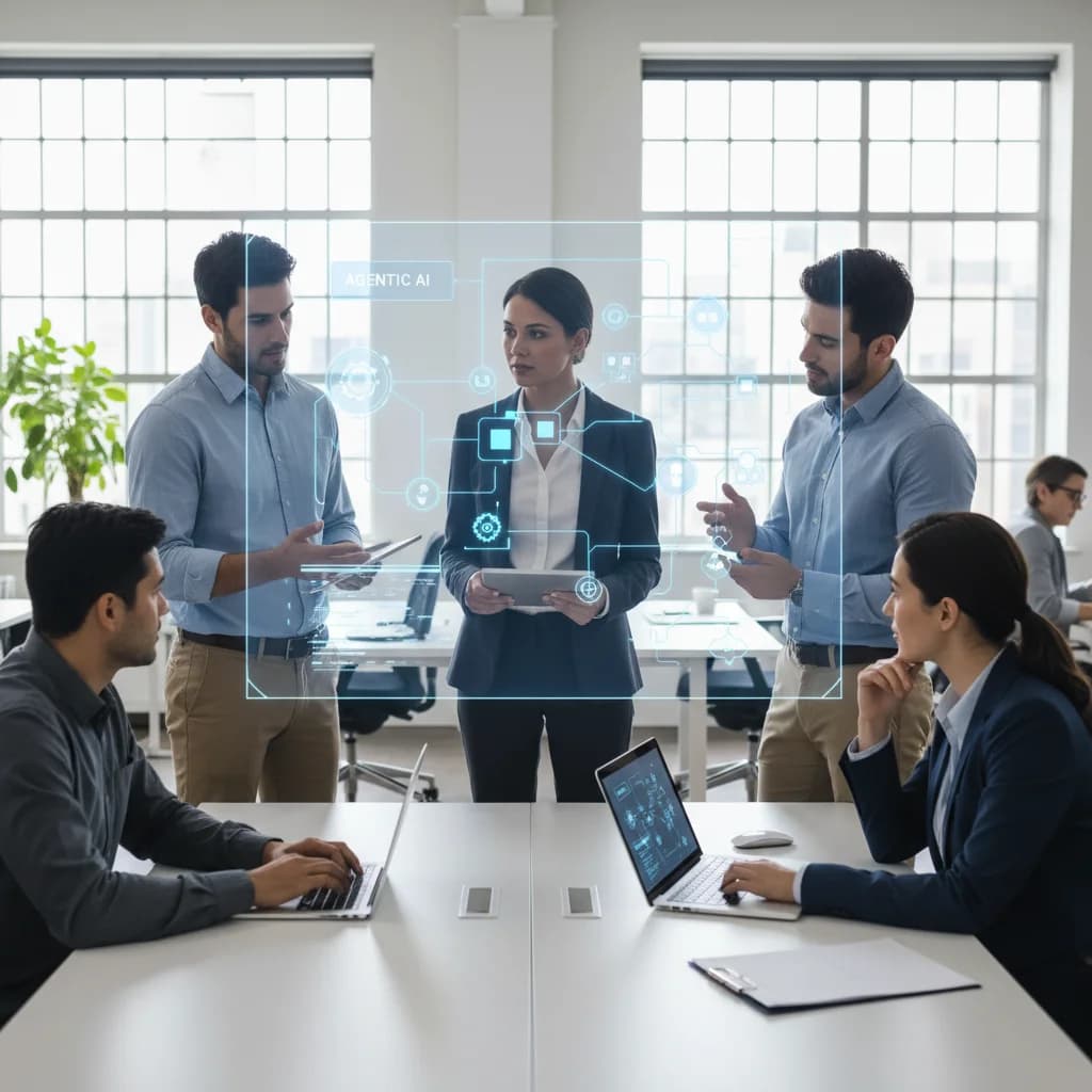 Illustration of professionals using AI assistants across different industries