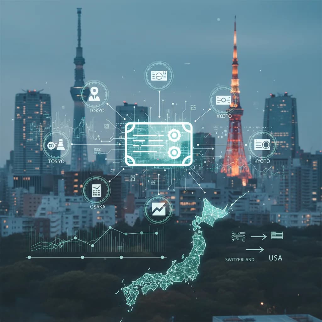 Japanese government buildings representing digital bonds initiative